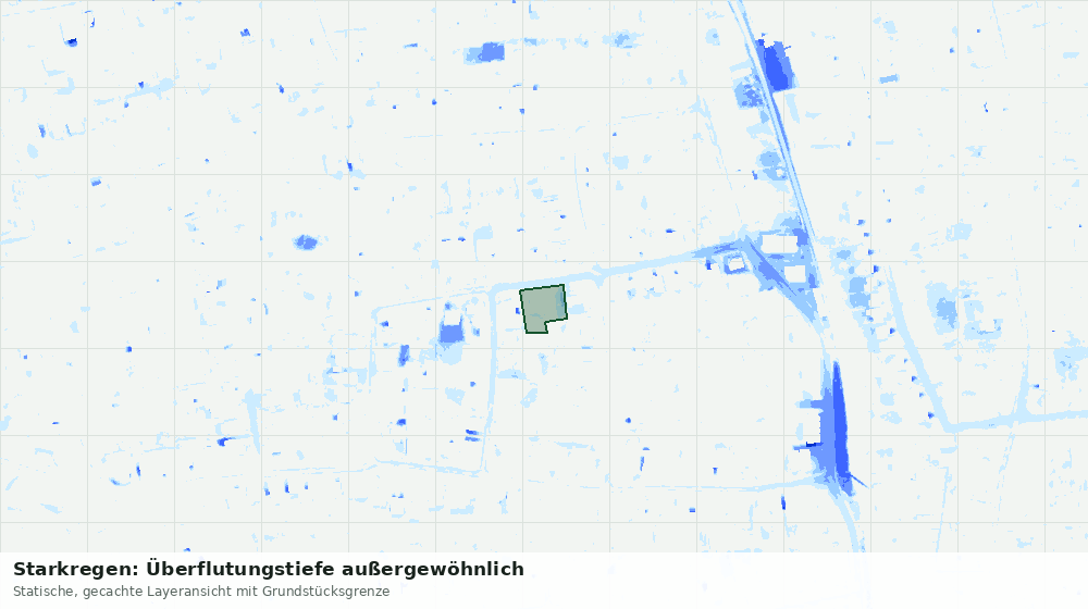 Statische Kartenansicht: Starkregen: Überflutungstiefe außergewöhnlich