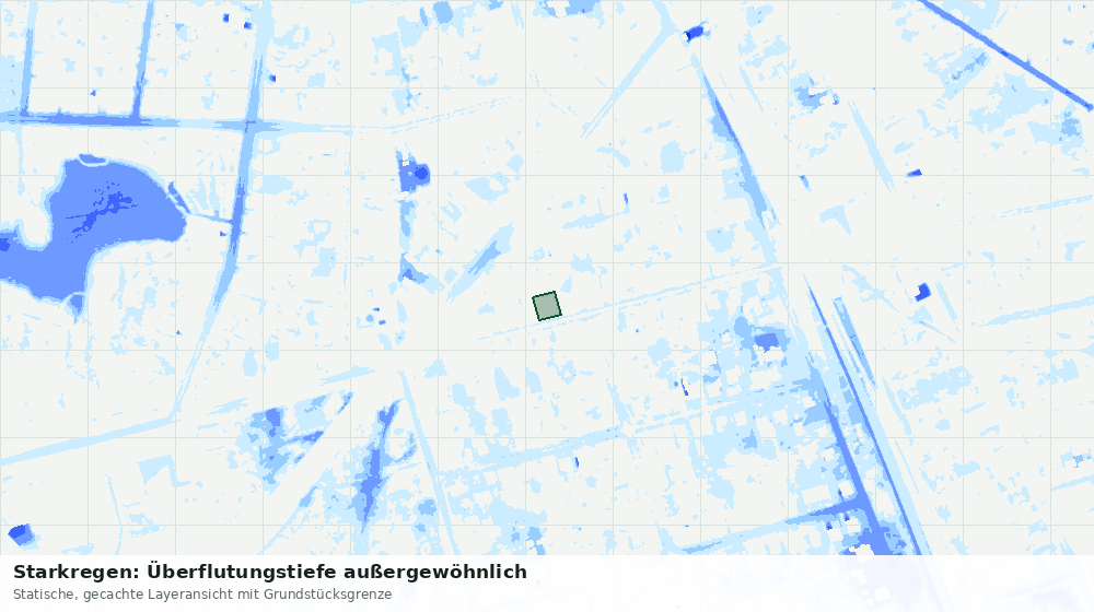 Statische Kartenansicht: Starkregen: Überflutungstiefe außergewöhnlich