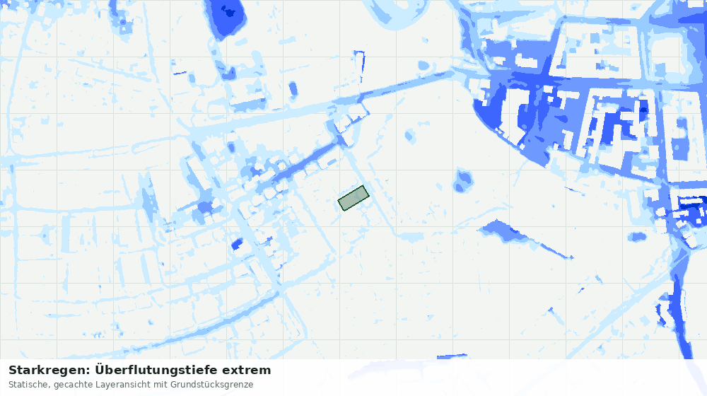 Statische Kartenansicht: Starkregen: Überflutungstiefe extrem