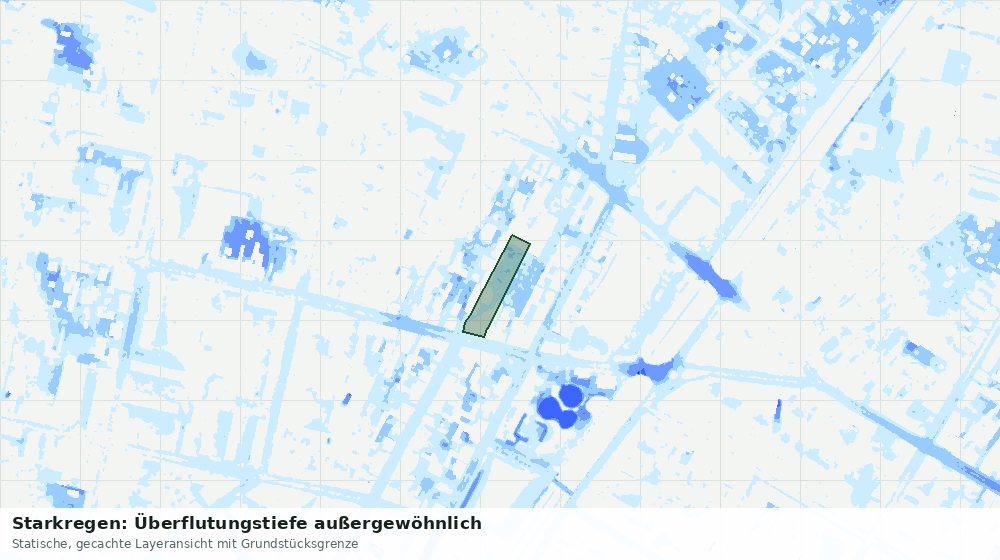 Statische Kartenansicht: Starkregen: Überflutungstiefe außergewöhnlich