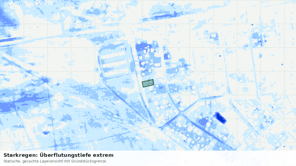 Statische Kartenansicht: Starkregen: Überflutungstiefe extrem
