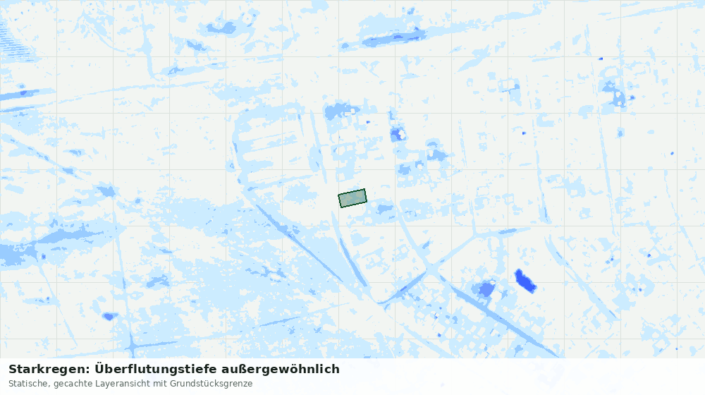 Statische Kartenansicht: Starkregen: Überflutungstiefe außergewöhnlich