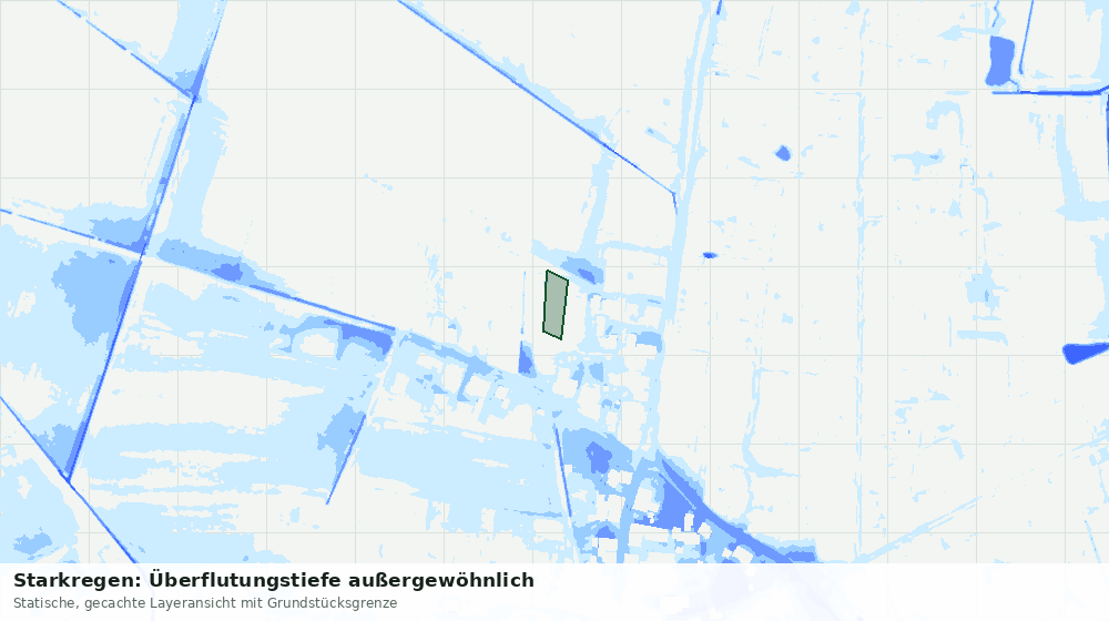 Statische Kartenansicht: Starkregen: Überflutungstiefe außergewöhnlich