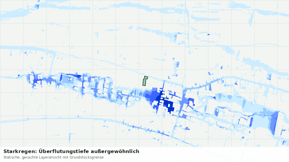 Statische Kartenansicht: Starkregen: Überflutungstiefe außergewöhnlich