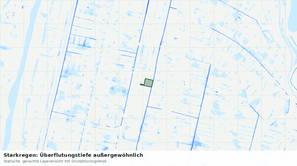 Statische Kartenansicht: Starkregen: Überflutungstiefe außergewöhnlich