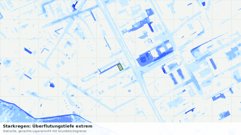 Statische Kartenansicht: Starkregen: Überflutungstiefe extrem
