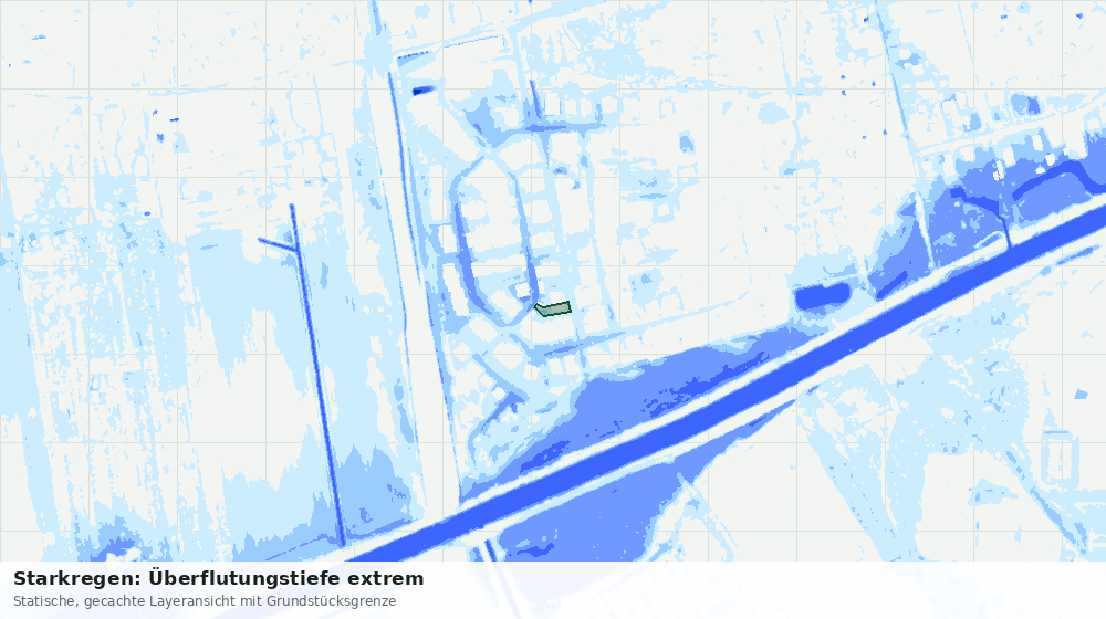 Statische Kartenansicht: Starkregen: Überflutungstiefe extrem