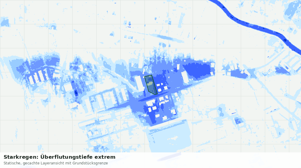 Statische Kartenansicht: Starkregen: Überflutungstiefe extrem
