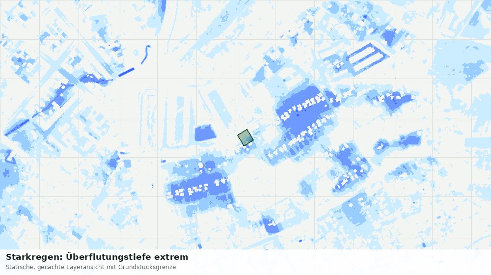 Statische Kartenansicht: Starkregen: Überflutungstiefe extrem
