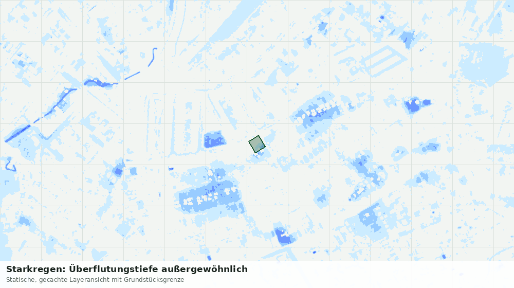 Statische Kartenansicht: Starkregen: Überflutungstiefe außergewöhnlich