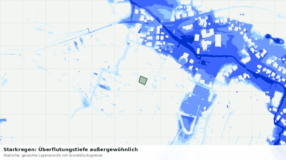 Statische Kartenansicht: Starkregen: Überflutungstiefe außergewöhnlich