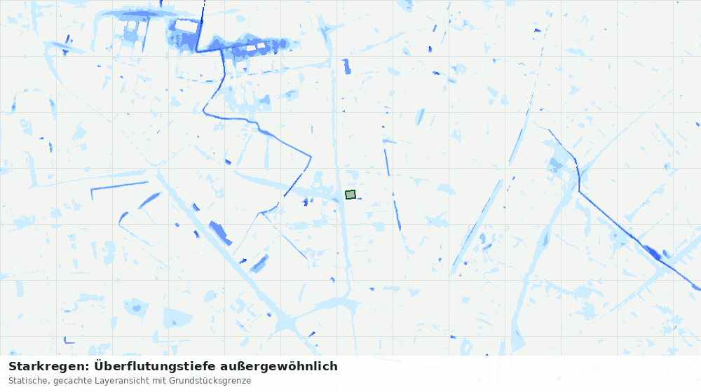 Statische Kartenansicht: Starkregen: Überflutungstiefe außergewöhnlich