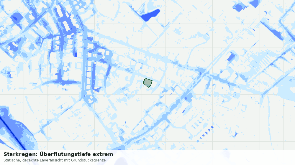Statische Kartenansicht: Starkregen: Überflutungstiefe extrem