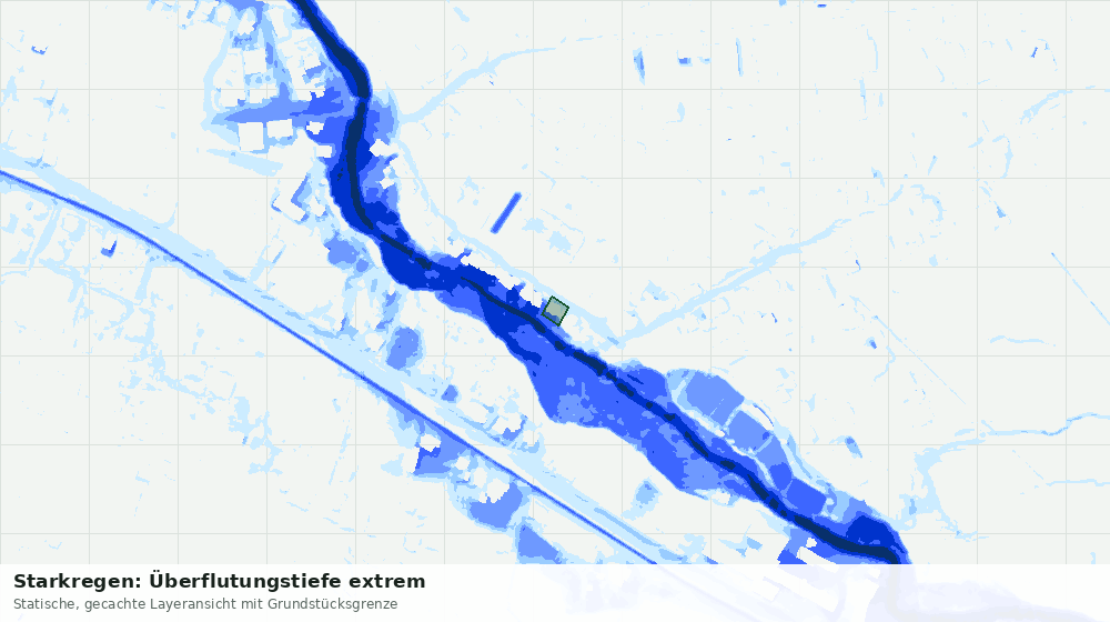 Statische Kartenansicht: Starkregen: Überflutungstiefe extrem