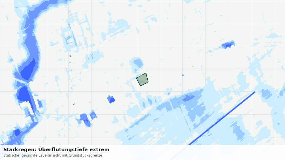 Statische Kartenansicht: Starkregen: Überflutungstiefe extrem