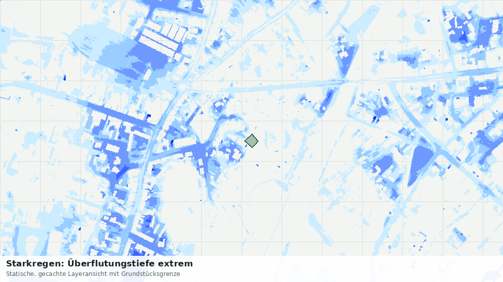 Statische Kartenansicht: Starkregen: Überflutungstiefe extrem