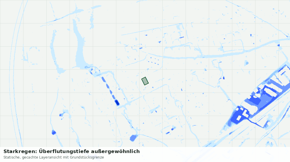 Statische Kartenansicht: Starkregen: Überflutungstiefe außergewöhnlich
