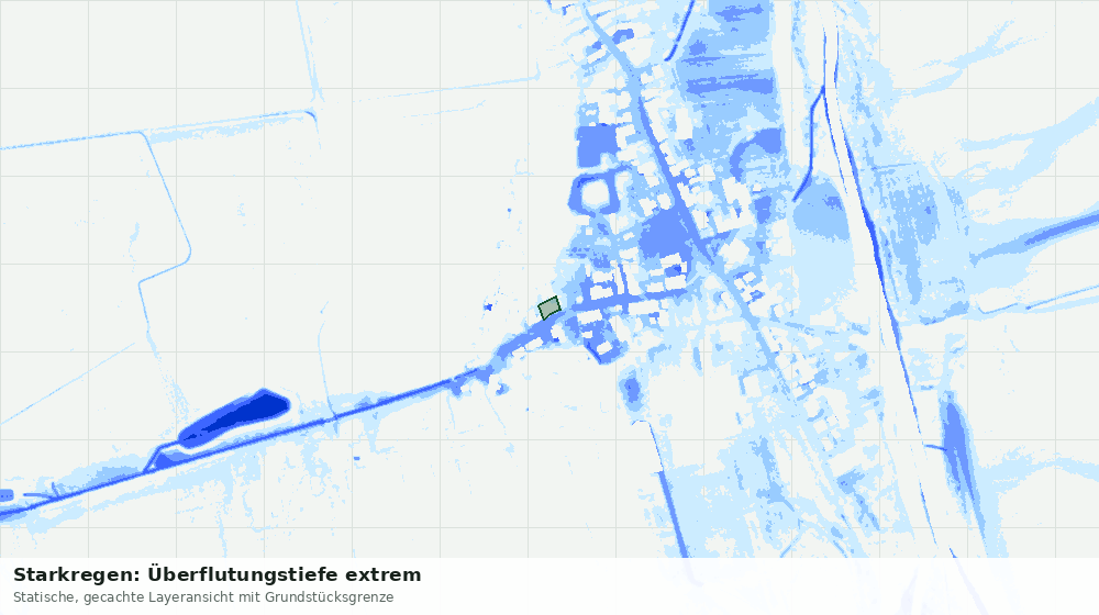 Statische Kartenansicht: Starkregen: Überflutungstiefe extrem