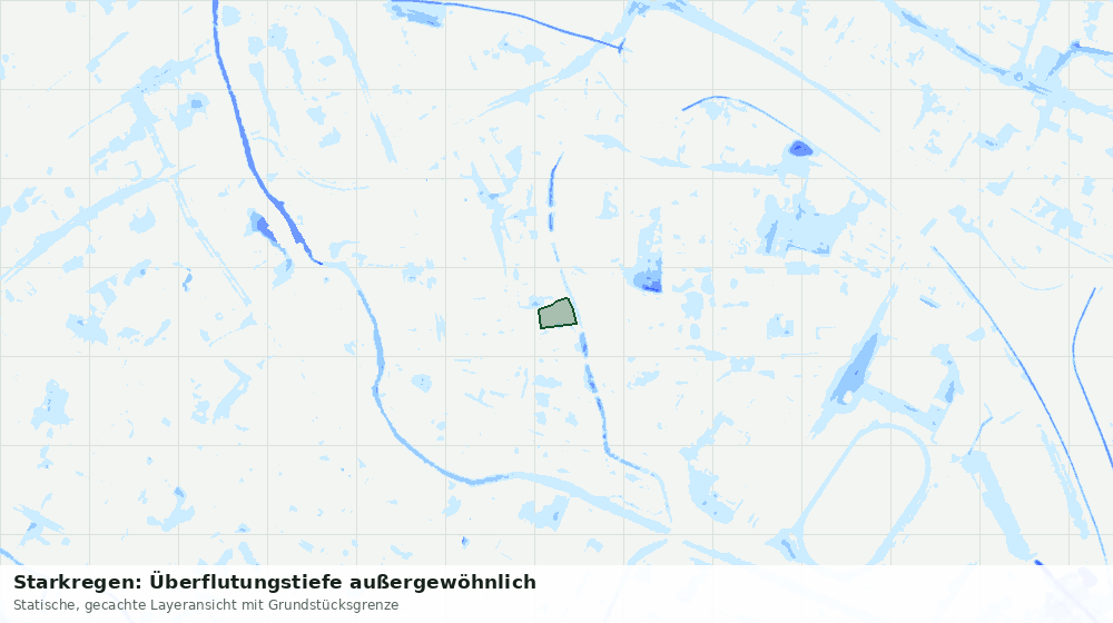 Statische Kartenansicht: Starkregen: Überflutungstiefe außergewöhnlich