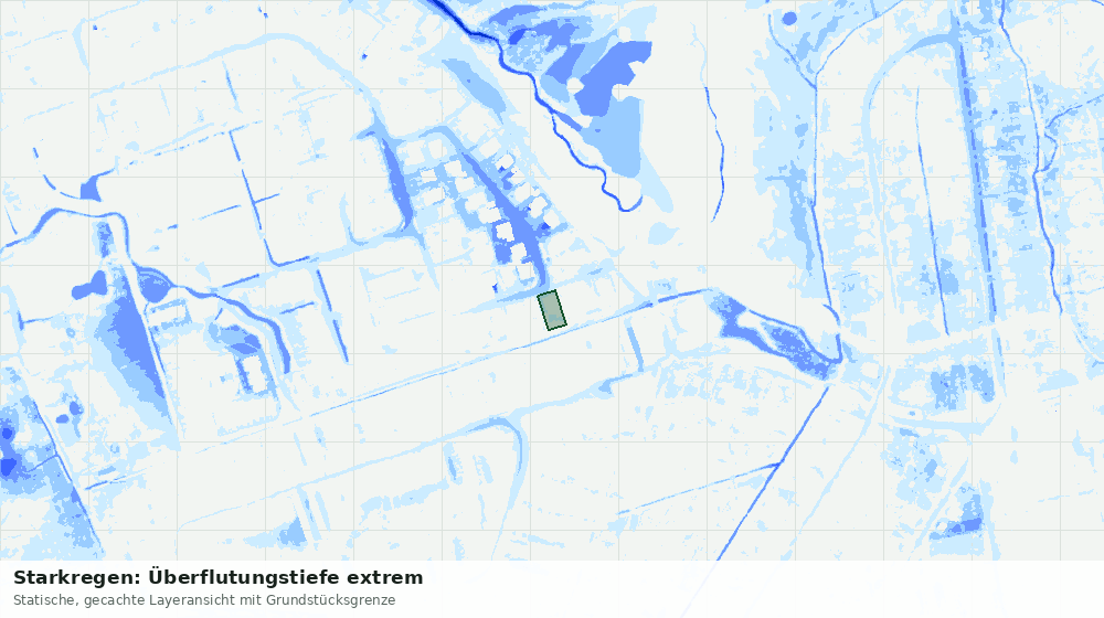 Statische Kartenansicht: Starkregen: Überflutungstiefe extrem