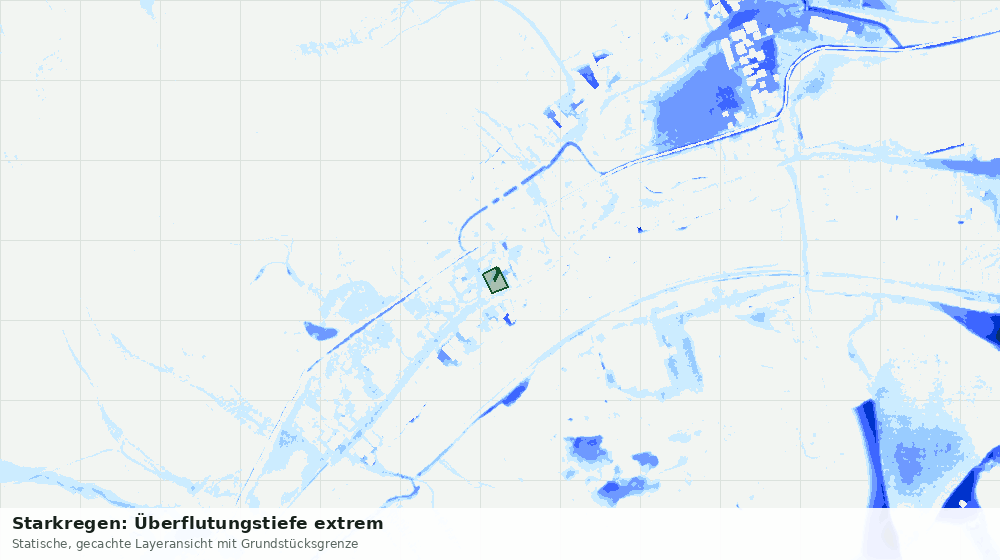 Statische Kartenansicht: Starkregen: Überflutungstiefe extrem