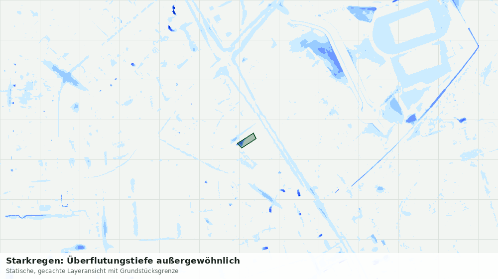 Statische Kartenansicht: Starkregen: Überflutungstiefe außergewöhnlich