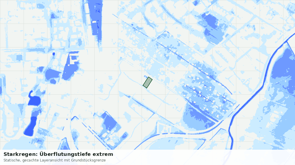 Statische Kartenansicht: Starkregen: Überflutungstiefe extrem