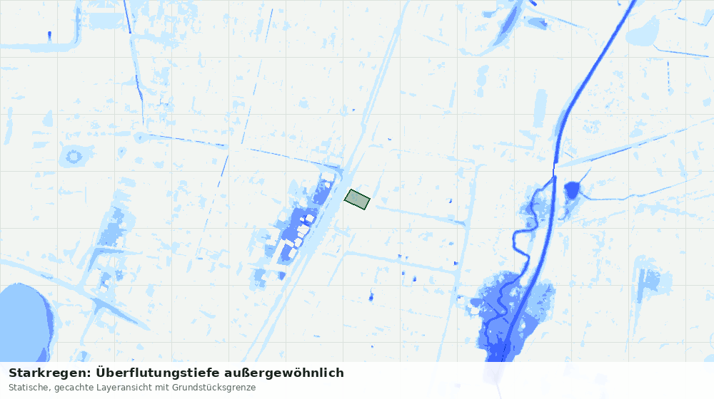 Statische Kartenansicht: Starkregen: Überflutungstiefe außergewöhnlich