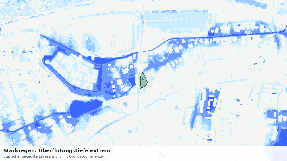Statische Kartenansicht: Starkregen: Überflutungstiefe extrem