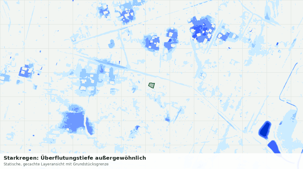 Statische Kartenansicht: Starkregen: Überflutungstiefe außergewöhnlich