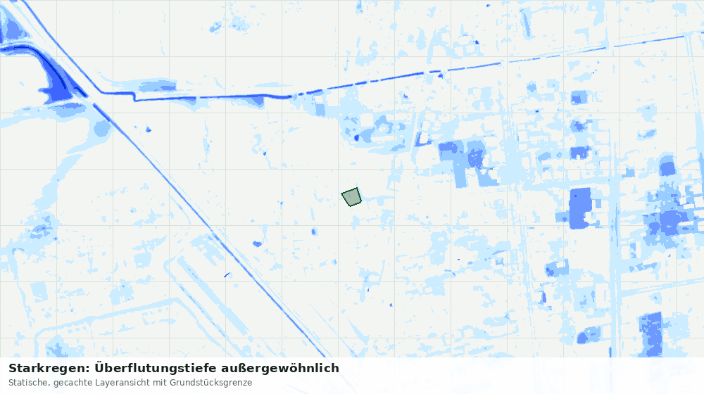 Statische Kartenansicht: Starkregen: Überflutungstiefe außergewöhnlich