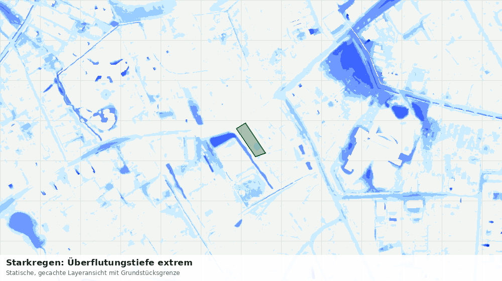 Statische Kartenansicht: Starkregen: Überflutungstiefe extrem