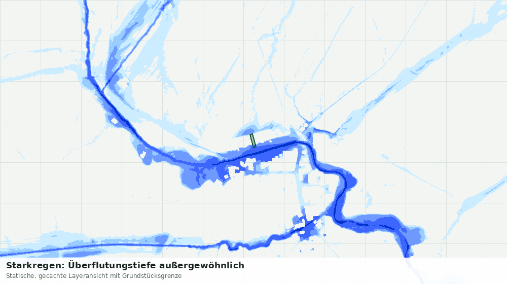 Statische Kartenansicht: Starkregen: Überflutungstiefe außergewöhnlich