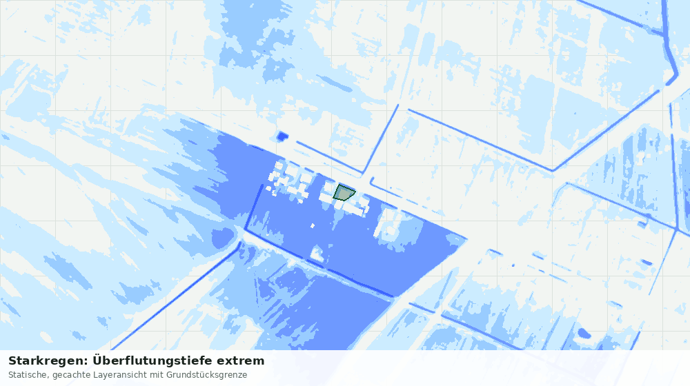 Statische Kartenansicht: Starkregen: Überflutungstiefe extrem