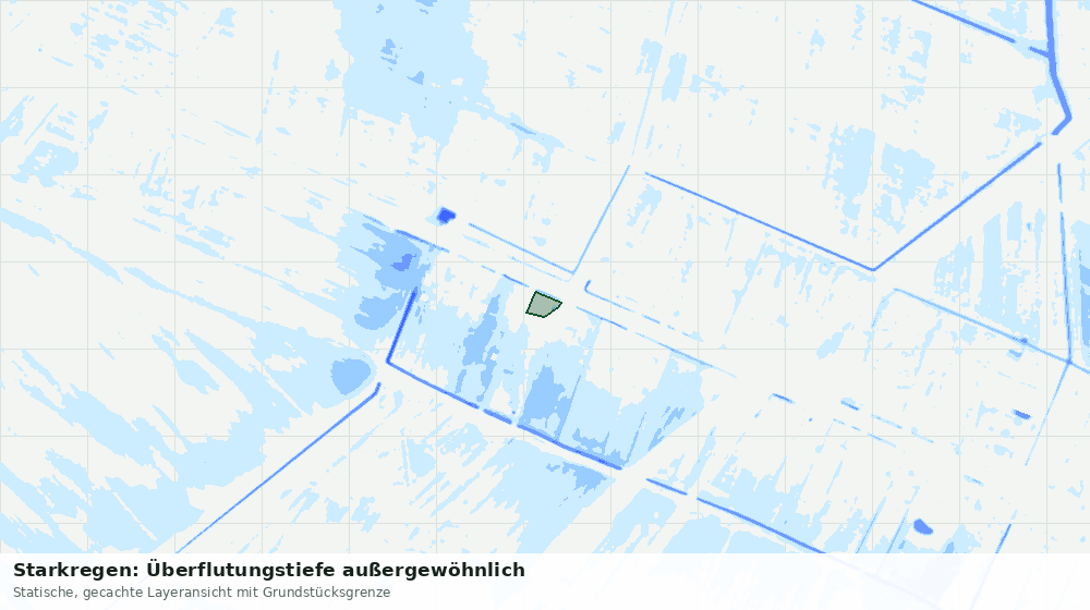 Statische Kartenansicht: Starkregen: Überflutungstiefe außergewöhnlich