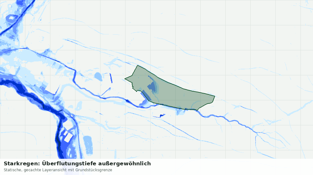 Statische Kartenansicht: Starkregen: Überflutungstiefe außergewöhnlich