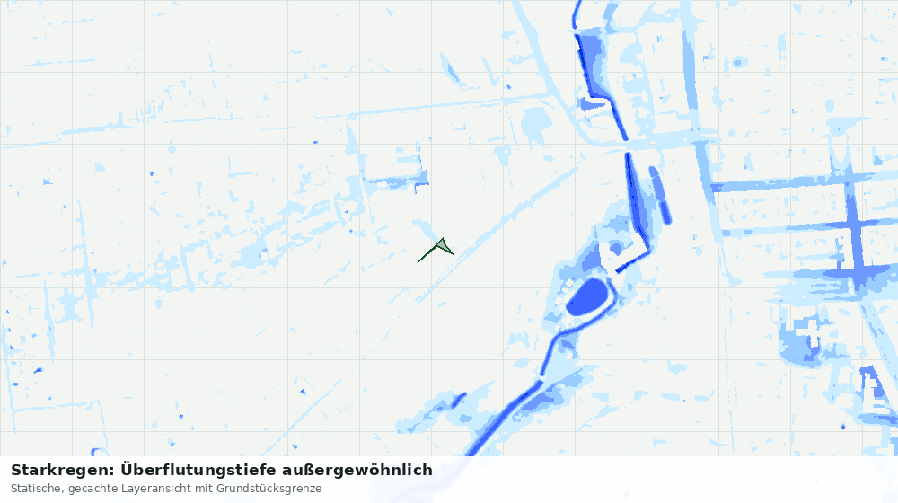 Statische Kartenansicht: Starkregen: Überflutungstiefe außergewöhnlich