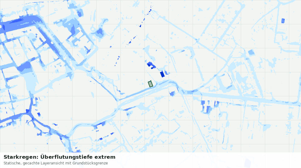 Statische Kartenansicht: Starkregen: Überflutungstiefe extrem