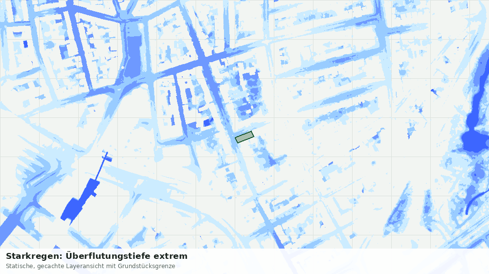 Statische Kartenansicht: Starkregen: Überflutungstiefe extrem
