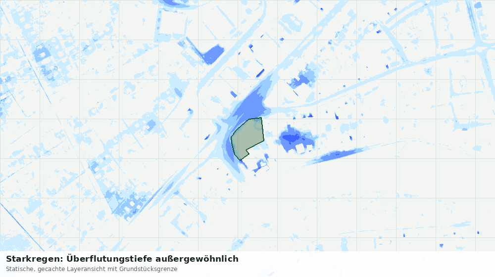 Statische Kartenansicht: Starkregen: Überflutungstiefe außergewöhnlich