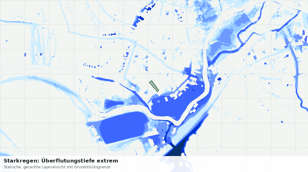 Statische Kartenansicht: Starkregen: Überflutungstiefe extrem