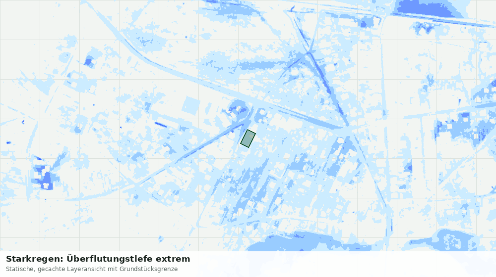 Statische Kartenansicht: Starkregen: Überflutungstiefe extrem