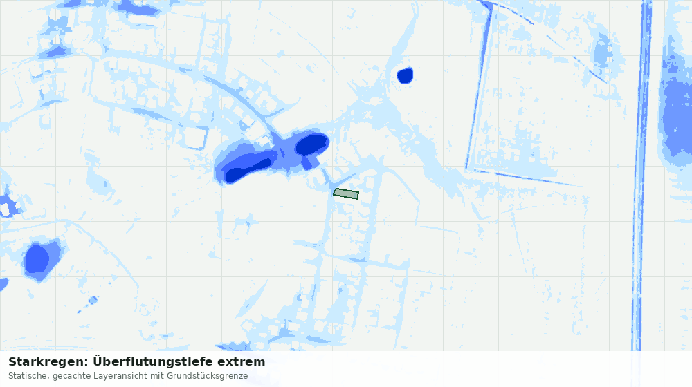 Statische Kartenansicht: Starkregen: Überflutungstiefe extrem