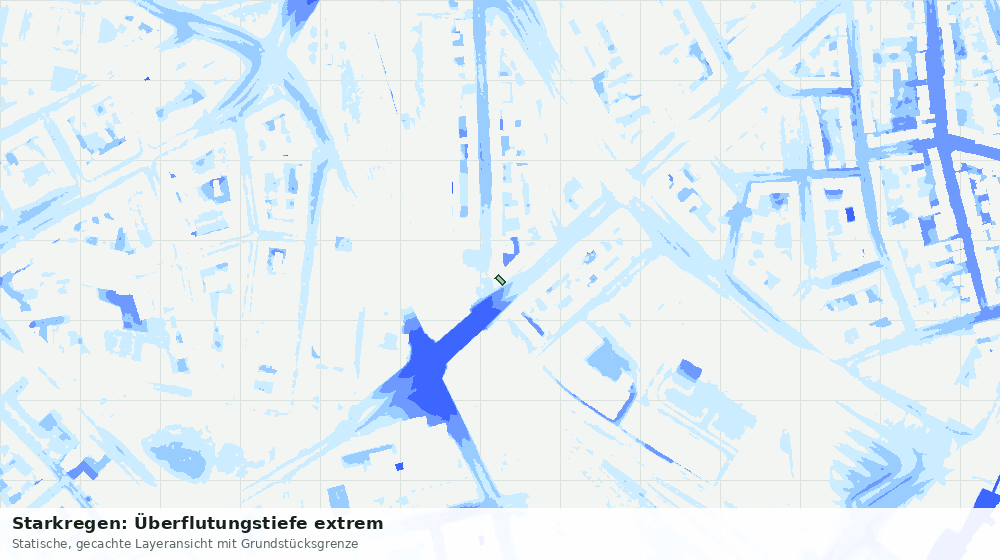 Statische Kartenansicht: Starkregen: Überflutungstiefe extrem