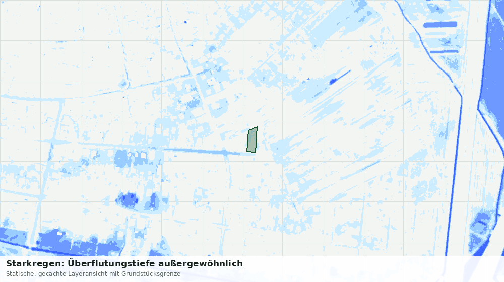 Statische Kartenansicht: Starkregen: Überflutungstiefe außergewöhnlich