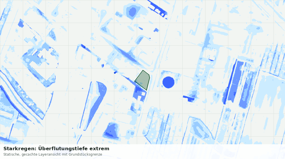Statische Kartenansicht: Starkregen: Überflutungstiefe extrem