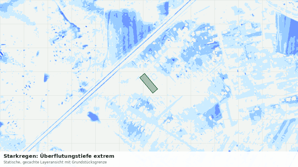 Statische Kartenansicht: Starkregen: Überflutungstiefe extrem