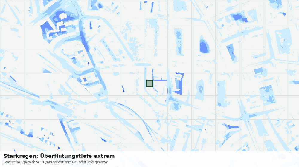 Statische Kartenansicht: Starkregen: Überflutungstiefe extrem