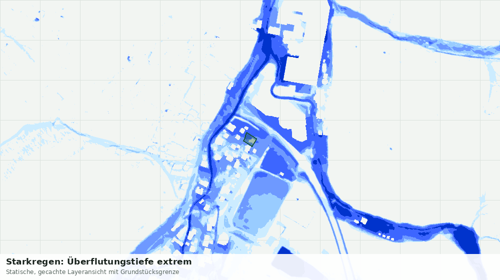 Statische Kartenansicht: Starkregen: Überflutungstiefe extrem