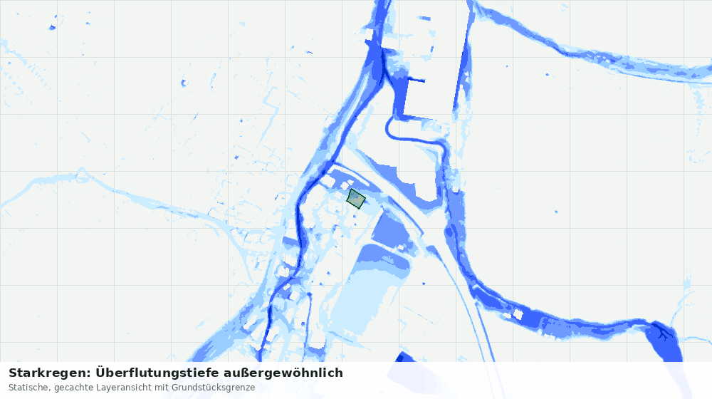 Statische Kartenansicht: Starkregen: Überflutungstiefe außergewöhnlich
